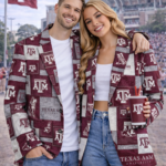 Texas A&M Aggies Casual Flat Lapel Collar Blazer – Maroon and White