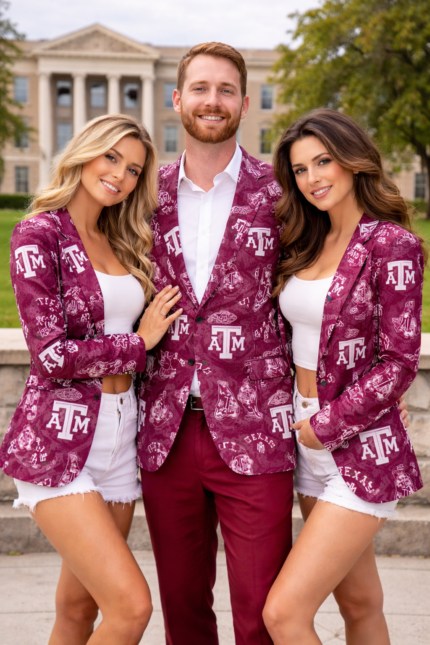 Texas A&M Aggies Casual Flat Lapel Collar Blazer – Maroon and White