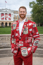 Wisconsin Badgers Casual Flat Lapel Collar Blazer – Cardinal Red and White - Image 2