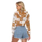 Texas at Austin - Longhorns Women's Crop Top Hoodie|Velvet - Image 4