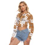 Texas at Austin - Longhorns Women's Crop Top Hoodie|Velvet - Image 3