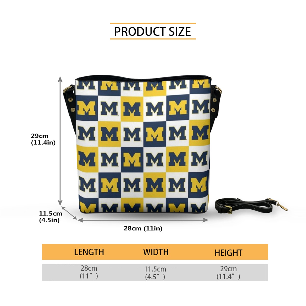 Michigan - Wolverines Minimalist Square Crossbody Bucket Bag - Image 6