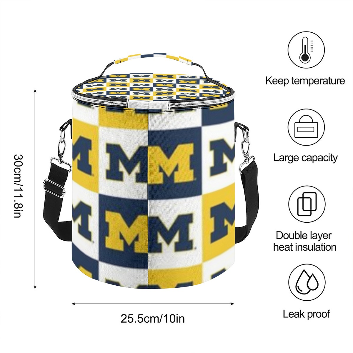 Michigan - Wolverines Insulated Cylinder Cooler Bag - Image 3